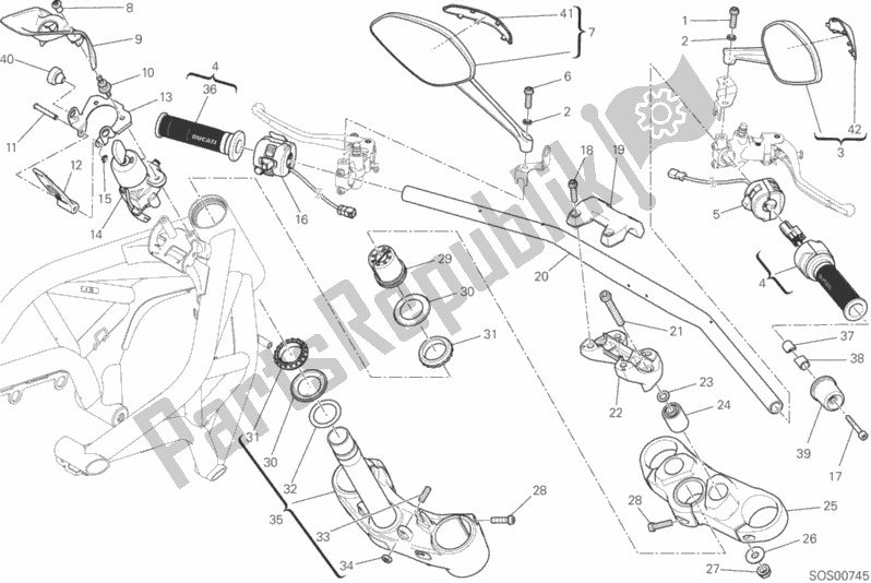 Todas as partes de Guiador E Controles do Ducati Monster 1200 S Stripes USA 2015